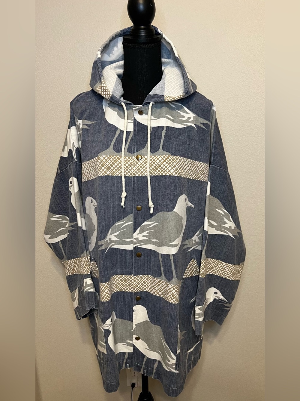 Vintage Michigan Rag Co Men's Hooded Button-Front Oversized Sweater Coat